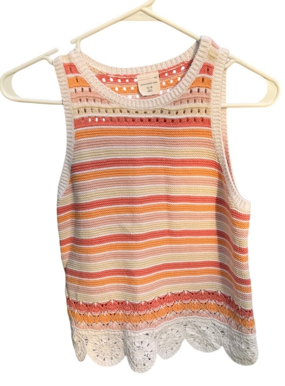 Abercrombie Kids Girls 13/14 Crochet Knit Tank Top